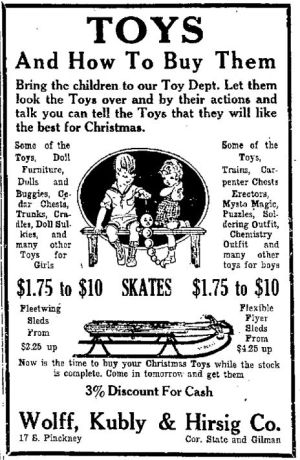 Wisconsin State Journal toy ads: 1920s